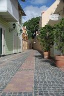 Colored houses on a street