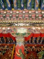 colorful carved ceiling, tibet