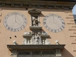 sundial on a building in poland