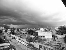 panoramic city view in brazil, black and white