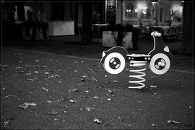 black and white photo of the playground