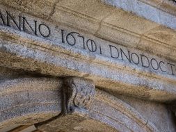 Latin inscription on the stone facade