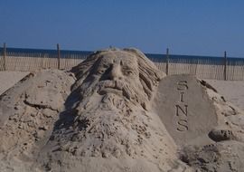 face on the sand
