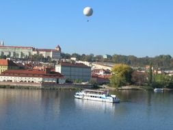 panoramic view of the architecture on the shore of the moldau river