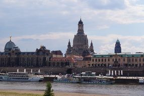 Frauenkirche this is church in Dresden view from the river Elbe