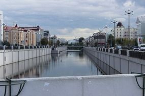 Over water bridge in city