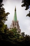 historical pinnacle of a church in Paris, France