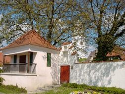 cottage with white walls