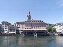 landscape of river in zurich city