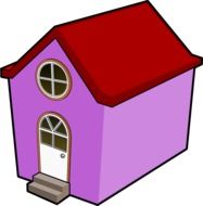 pink house with red roof drawing