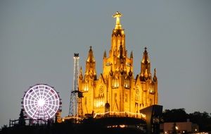 castle on mount tibidabo at night