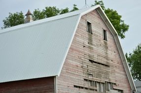 large wooden barn close up