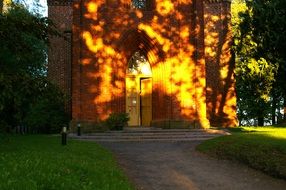 Church in the rays of the setting sun