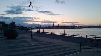 Quay in Stockholm at dusk