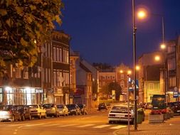 Night panorama of Zagan town on the Bobr river