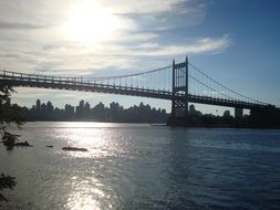 suspension bridge over the river in the city