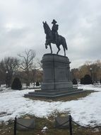 monument to george washington in park in boston