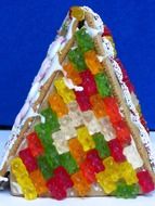 Christmas gingerbread house with candy chewing