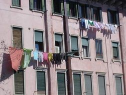 washing on the front of the house