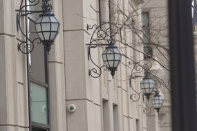 street lights on the walls of a house in chicago