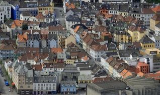 Colorful roofs of the houses in Norway