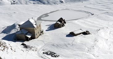 refuge on frozen Almsee, austria, Lake Alm