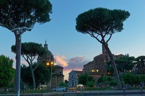 Rome street at dusk