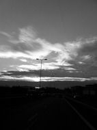 Black and white photo of cloudy sky