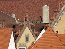 the architecture of the old city rooftops