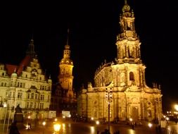 church in dresden at night