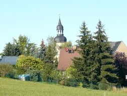 church among nature on the outskirts of the city