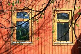two windows in the colorful house