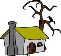 graphic image of a witch's house
