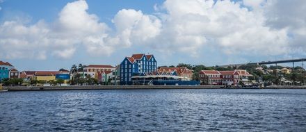 View of a cityscape of curacao on the coast