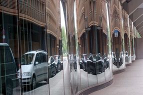 Reflection of street in the glass