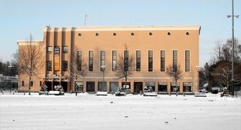 winter landscape of a theater building