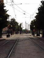 tram rails in downtown