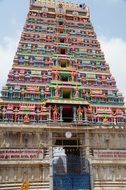 ornate monumental tower in southern india