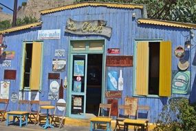 coffee house with blue walls, france