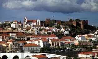 distant view of a castle in the old town in portugal