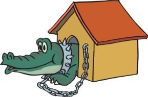 drawing of alligator on chain