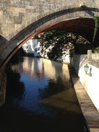 channel under the bridge in Prague, Czech Republic