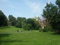 green park in the old town in warsaw