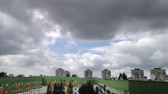 urban building under a stormy sky