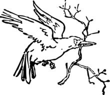 graphic image of a bird carrying a tree branch