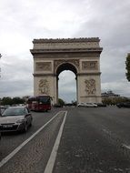 triumph arc distance view, france, paris