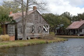 wooden house on the shore in Louisiana