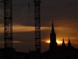 view of the Ulm Cathedral at sunset