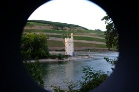 Binger Mauseturm fortress river scene