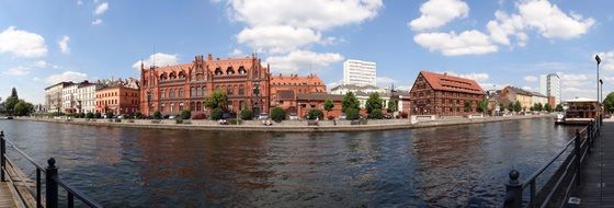 Poland Bydgoszcz waterfront panorama